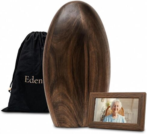 Wooden Urn for Human Ashes, Wood Urn with Picture Frame, Cremation Urns for Human Ashes Adult Male Female, Small Urns for Human Ashes Keepsake, Small Urn for Ashes, Burial Urn Box Funeral Urn Memorial in Kuwait