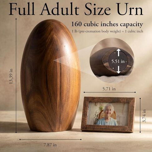 Wooden Urn for Human Ashes, Wood Urn with Picture Frame, Cremation Urns for Human Ashes Adult Male Female, Small Urns for Human Ashes Keepsake, Small Urn for Ashes, Burial Urn Box Funeral Urn Memorial in Kuwait