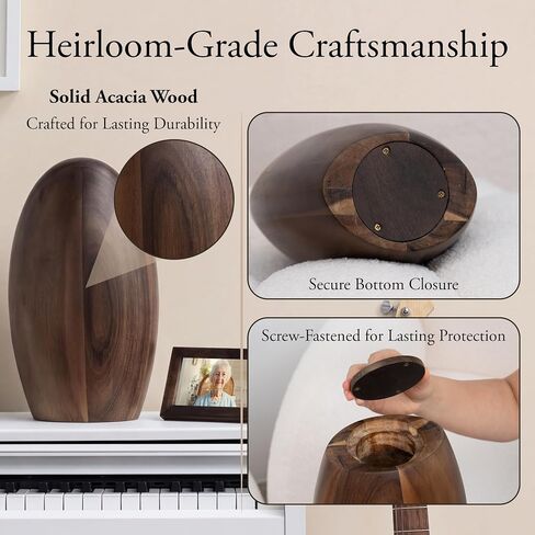 Wooden Urn for Human Ashes, Wood Urn with Picture Frame, Cremation Urns for Human Ashes Adult Male Female, Small Urns for Human Ashes Keepsake, Small Urn for Ashes, Burial Urn Box Funeral Urn Memorial in Kuwait