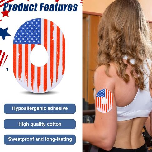 30 PCS Adhesive Patches Compatible with Dexcom G7 Waterproof Sweatproof Flexible Tape Patches Pre-Cut US Flag CGM Sensor Long Stay Patch for Dexcom G7 Glucose Monitor Protection in Saudi Arabia