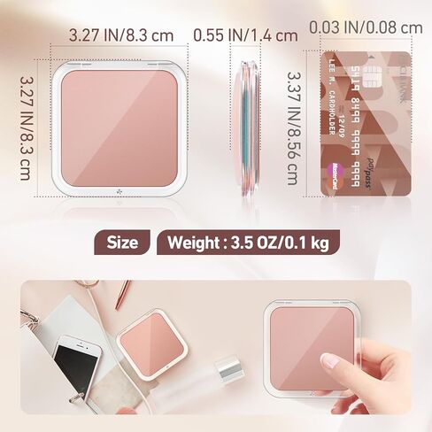 MOMOKUBA 30X Magnifying Mirror, Compact Travel Mirror for Purse & Pocket, Double-Sided Makeup Mirror with Tweezers, Portable Mirror for Eyebrow Plucking, Daily Beauty and Travel Essentials, Rose in Saudi Arabia