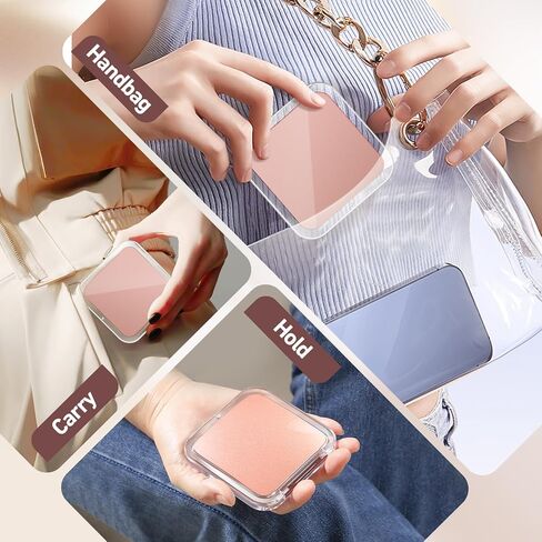 MOMOKUBA 30X Magnifying Mirror, Compact Travel Mirror for Purse & Pocket, Double-Sided Makeup Mirror with Tweezers, Portable Mirror for Eyebrow Plucking, Daily Beauty and Travel Essentials, Rose in Saudi Arabia