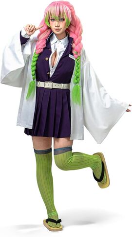 OSIAS Kanroji Mitsuri Cosplay Costume for Women – Padded Shoulders, Embroidered Coat, Full Set in Kuwait