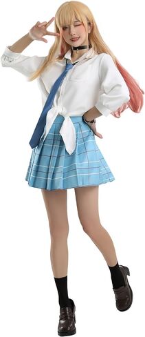 Cosplay.fm Women's Dress Up Cosplay Costume JK Uniform Shirt and Skirt with Stockings and Tie in Kuwait