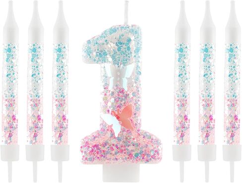 Mermaid Number 3 Candle, Gradient Purple Blue Glitter Cake Topper with Tail & Shell, Plus 6 Long Candles for Ocean Theme Party Décor in Saudi Arabia