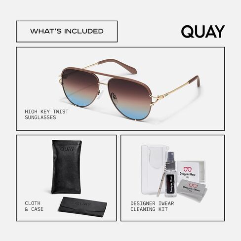 نظارة شمسية QUAY High Key Twist Aviator للرجال والنساء + حزمة مع مجموعة إكسسوارات النظارات in Kuwait