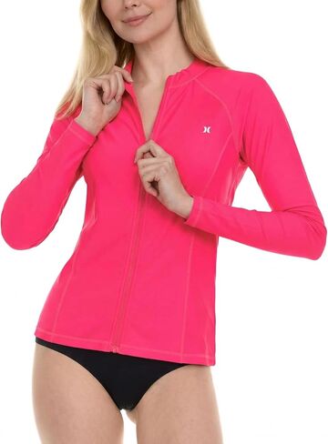 Hurley Rash Guard for Women Full Zip, Zip Up Long Sleeve Swim Shirts for Women, Surfing Top UPF 50+ SPF Sun & UV Protection in Kuwait