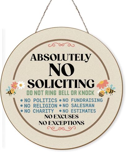 MOTERMATE Humorous No Soliciting Sign Decor for House Funny, Cute No Soliciting Religion Flyers Politiccs Door Signs for Front Porch Door Home Decor Kids, No Solicitors Religious Soliciting Sign, 12x12Inch in Saudi Arabia