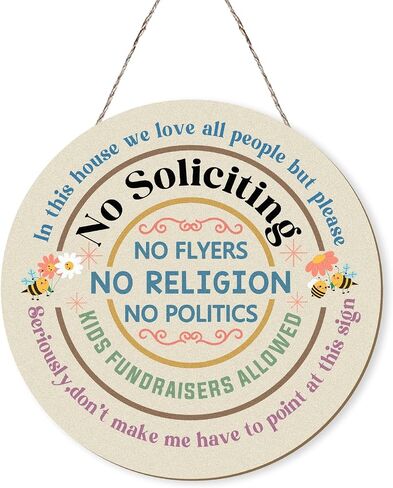 MOTERMATE Humorous No Soliciting Sign Decor for House Funny, Cute No Soliciting Religion Flyers Politiccs Door Signs for Front Porch Door Home Decor Kids, No Solicitors Religious Soliciting Sign, 12x12Inch in Saudi Arabia