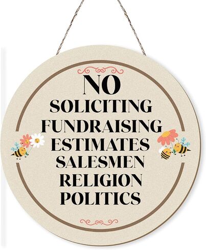 MOTERMATE Humorous No Soliciting Sign Decor for House Funny, Cute No Soliciting Religion Flyers Politiccs Door Signs for Front Porch Door Home Decor Kids, No Solicitors Religious Soliciting Sign, 12x12Inch in Saudi Arabia