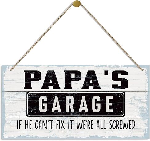 Rustic Decor Sign, Vintage Style Gramp's Garage Decor Sign, Garage Decoration Signs, Hanging Decorative Wood Plaque, Printed Wood Art Wall Decor, Gramp's Gift, Gift for Grandpa 12x6in in Saudi Arabia