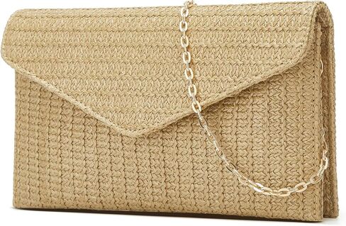 Summer Purses Women 2026 Straw Woven Beach Bag Chain Crossbody Shoulder Handbag Flap Evening Clutch Vacation in Saudi Arabia