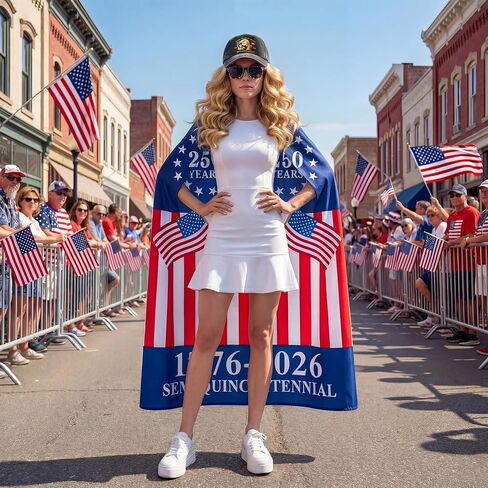 American Flag Cape Costume Set – 250th Anniversary USA Patriotic Accessories, Retro Flag Sunglasses, Embroidered USA Hat, Patriotic Tattoo, Small Flags, 4th of July Costume, Olympic Outfit in Kuwait