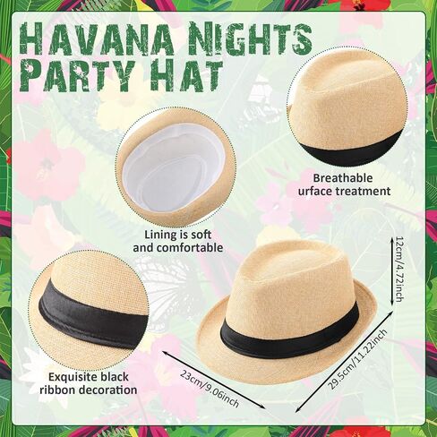 Chicingyou 12 Sets Havana Night Party Decorations 12 Pcs Cuban Hats for Men and 12 Pcs Wooden Folding Fan Centerpieces for Havana Night Birthday Wedding Celebration Accessories Apricot in Kuwait