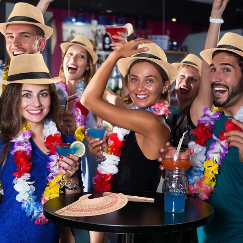 Chicingyou 12 Sets Havana Night Party Decorations 12 Pcs Cuban Hats for Men and 12 Pcs Wooden Folding Fan Centerpieces for Havana Night Birthday Wedding Celebration Accessories Apricot in Kuwait