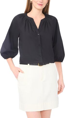 Vince Camuto Women's Cotton Poplin Long Raglan Sleeve Button Down Blouse in Saudi Arabia