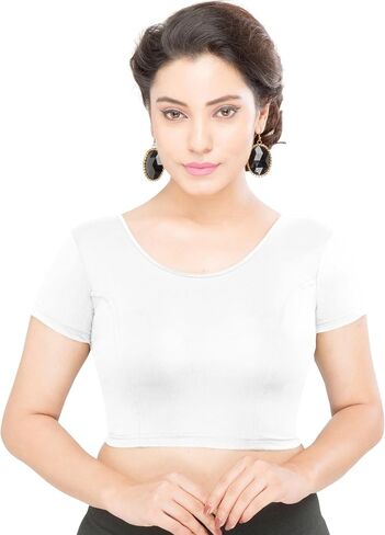 themilestocks Women's Blouses Readymade Gold Stretchable Saree Crop Top Choli Free Size in Saudi Arabia