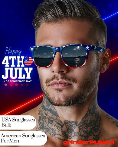 grinderPUNCH USA American Flag Sunglasses Stars and Stripes in Kuwait