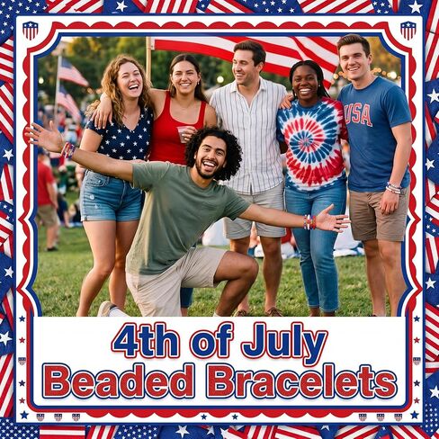 Kigeli 30 Pcs 4th of July Beaded Stretch Bracelets Bulk Red White Blue Beaded Stackable Bracelets for Women Patriotic Gift for 250th Anniversary Independence Day Party Favors in Saudi Arabia