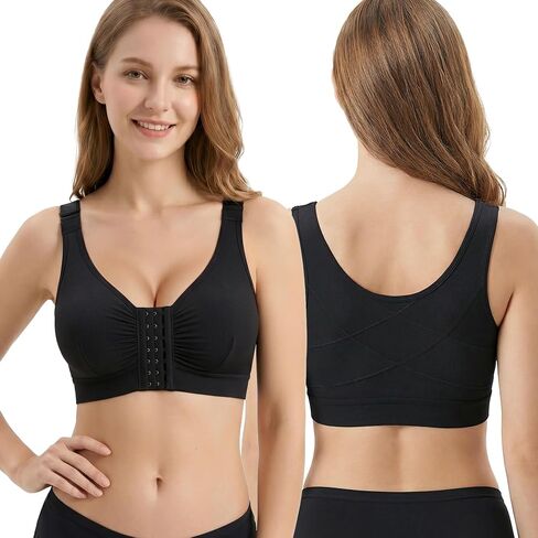 Front Closure Bra Post Surgery Wireless Back Support Bra, Posture Everyday Bra Adjustable Front Shoulder Straps in Saudi Arabia
