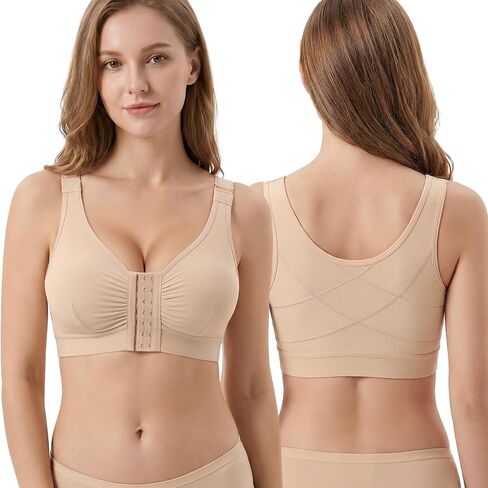 Front Closure Bra Post Surgery Wireless Back Support Bra, Posture Everyday Bra Adjustable Front Shoulder Straps in Saudi Arabia