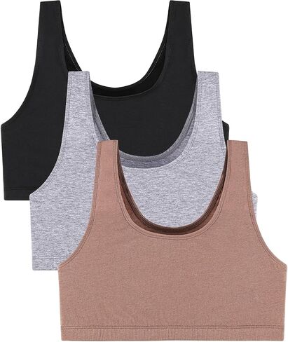 Women's Sleeveless Round Neck Tank Sports Bra, 3 Pack, Wireless Unpadded Breathable Stretch Yoga Bra for Daily Fitness in Kuwait