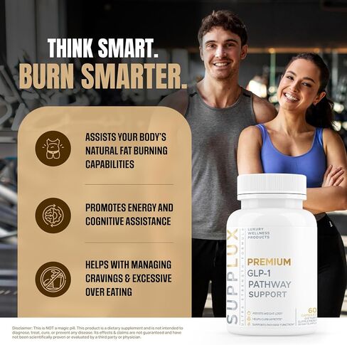 PREMIUM GLP-1 Weight Loss Support - Assists Metabolic Pathways Linked to GLP-1 Signaling - Promotes Weight Loss for Women & Men, Helps Appetite Control & Promotes Energy - 3rd Party Tested - 60 Pills in Saudi Arabia