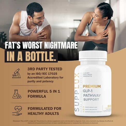 PREMIUM GLP-1 Weight Loss Support - Assists Metabolic Pathways Linked to GLP-1 Signaling - Promotes Weight Loss for Women & Men, Helps Appetite Control & Promotes Energy - 3rd Party Tested - 60 Pills in Saudi Arabia