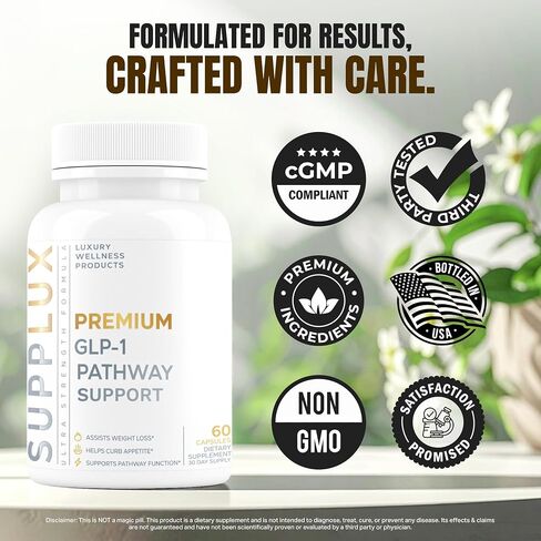 PREMIUM GLP-1 Weight Loss Support - Assists Metabolic Pathways Linked to GLP-1 Signaling - Promotes Weight Loss for Women & Men, Helps Appetite Control & Promotes Energy - 3rd Party Tested - 60 Pills in Saudi Arabia