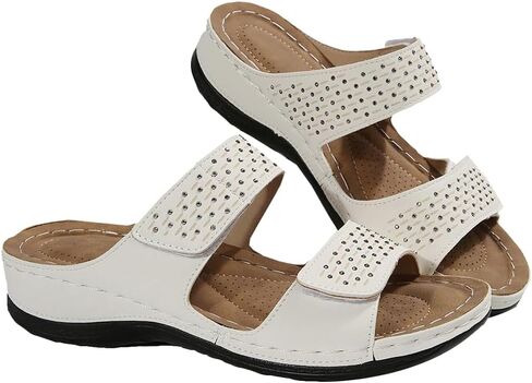 Rungion Womens Low Wedge Sandals Shoes Comfortable Platform Slides Adjustable Straps Summer Beach Dressy Slipper Outdoor in Saudi Arabia