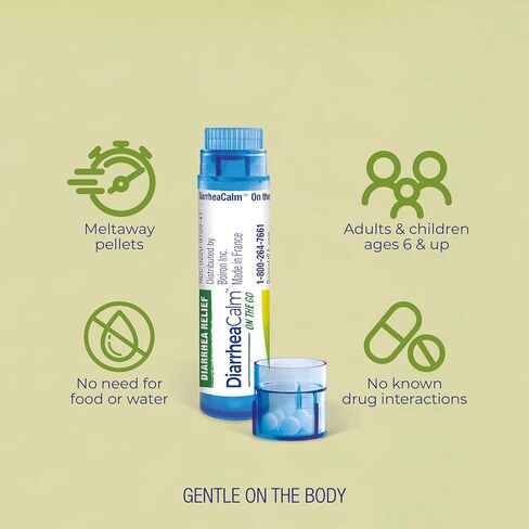 Boiron DiarrheaCalm On the Go for Diarrhea Relief, Gas, Bloating, Intestinal Pain, and Traveler's Diarrhea - 2 Count (160 Pellets) in Saudi Arabia