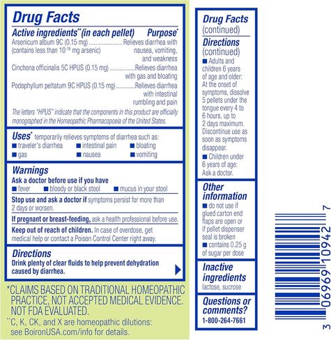 Boiron DiarrheaCalm On the Go for Diarrhea Relief, Gas, Bloating, Intestinal Pain, and Traveler's Diarrhea - 2 Count (160 Pellets) in Saudi Arabia