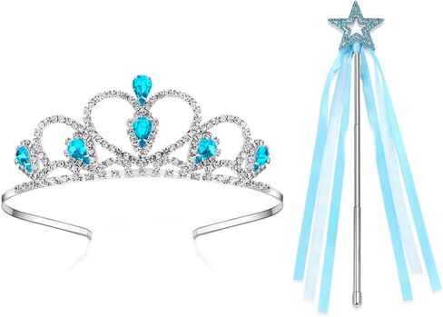 Lovelyshop Metal Red Princess Tiara with Crystal Adjustable Wand Set, 2 Pieces, Dress Up Accessories for Girls 5-13 Years Old in Saudi Arabia