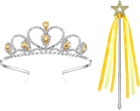 Lovelyshop Metal Red Princess Tiara with Crystal Adjustable Wand Set, 2 Pieces, Dress Up Accessories for Girls 5-13 Years Old in Saudi Arabia