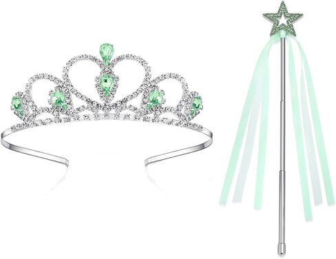 Lovelyshop Metal Red Princess Tiara with Crystal Adjustable Wand Set, 2 Pieces, Dress Up Accessories for Girls 5-13 Years Old in Saudi Arabia