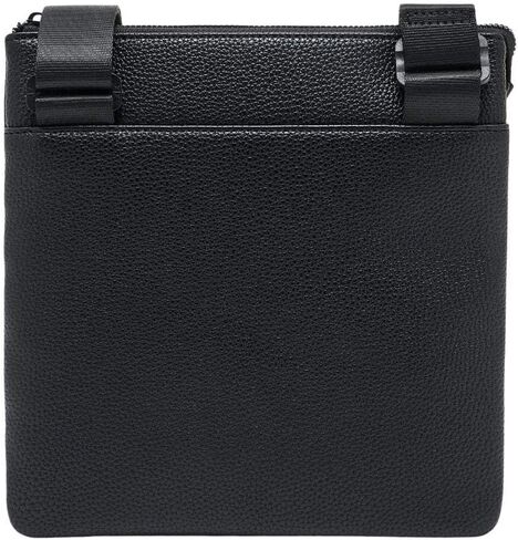 Armani Exchange, Men's Madrid, Sustainable, Embossed Logo, Flat Crossbody, Black, One Size in Kuwait