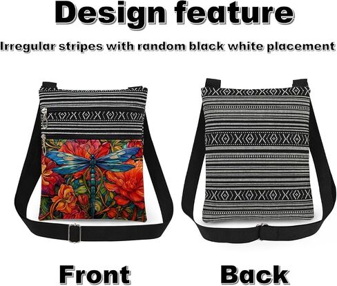 Blue Dragonfly Adjustable Shoulder Strap Crossbody Bag Blue Wings with Colorful Flowers Adults Messenger Bag Unique Gift for Garden Party Birthday Gift for Friend Mother's Day​​ Present in Kuwait