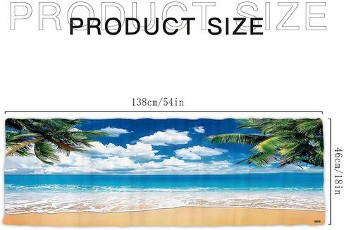 54x18Inch Polyester Hawaiian Beach Palm Trees Valance Tropical Waves Short Topper Curtain Summer Seaside Rod Pocket Window Treatment Drapes Luau Aloha Bedroom Home Decor 1 Panel in Kuwait