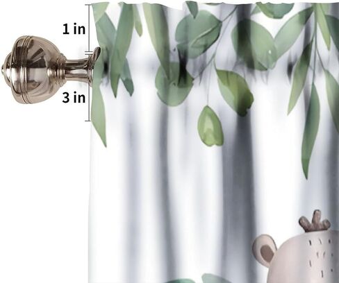 Woodland Animals Kitchen Valance, Watercolor Cute Jungle Forest Animals Green Leaves Short Window Drapes for Kids Girls Boys Kitchen Bedroom Living Room Nursery, 54x18Inch in Saudi Arabia