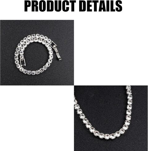 18K Silver Plated 4mm High Carbon Diamond Classic Tennis Bracelet, Stainless Steel Silver Chain for Women, Gold Bracelets Jewelry for Women 7.5Inch in Kuwait