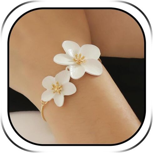 أساور زهرة لذيذة للنساء سوار الذهب قابل للتعديل سوار زهرة بيضاء عيد ميلاد مجوهرات اكسسوارات هدايا للنساء in Kuwait
