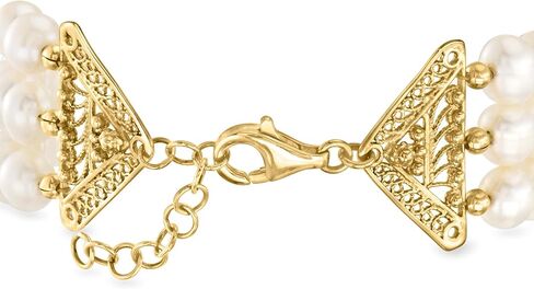 Ross-Simons 6.5-7.5mm Cultured Pearl 3-Row Bracelet in 18kt Gold Over Sterling. 7 inches in Kuwait