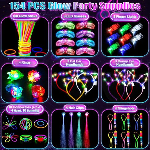 120 PCS Glow In The Dark Party Supplies, Light Up Glasses, Led Glasses, Glow In The Dark Glasses, Glow Party Supplies, Neon Party Glasses for Glow Party, Wedding, Birthday, New Year, Rave, Carnival in Kuwait