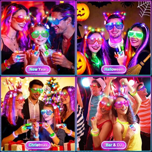 120 PCS Glow In The Dark Party Supplies, Light Up Glasses, Led Glasses, Glow In The Dark Glasses, Glow Party Supplies, Neon Party Glasses for Glow Party, Wedding, Birthday, New Year, Rave, Carnival in Kuwait