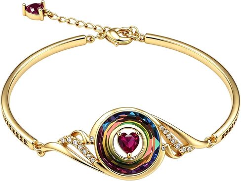 Birthstone Bracelet for Women 14K 18K Gold Plated Phoenix Crystal Bracelet Jewelry Anniversary Birthday Mothers Day Gifts for Women Mom Her in Saudi Arabia