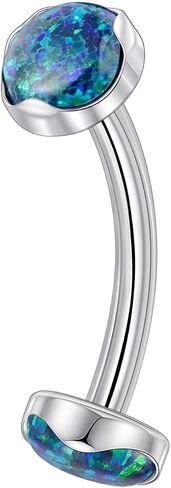 Lantine 14G Titanium Belly Button Rings for Women Internal Threaded Curved Barbell Hypoallergenic Cute Opal Navel Piercing Jewelry 6-14mm in Kuwait