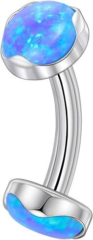 Lantine 14G Titanium Belly Button Rings for Women Internal Threaded Curved Barbell Hypoallergenic Cute Opal Navel Piercing Jewelry 6-14mm in Kuwait