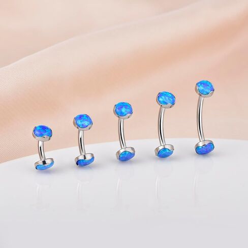 Lantine 14G Titanium Belly Button Rings for Women Internal Threaded Curved Barbell Hypoallergenic Cute Opal Navel Piercing Jewelry 6-14mm in Kuwait