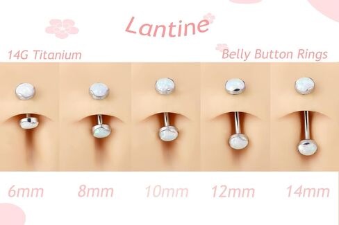 Lantine 14G Titanium Belly Button Rings for Women Internal Threaded Curved Barbell Hypoallergenic Cute Opal Navel Piercing Jewelry 6-14mm in Kuwait