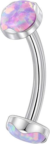Lantine 14G Titanium Belly Button Rings for Women Internal Threaded Curved Barbell Hypoallergenic Cute Opal Navel Piercing Jewelry 6-14mm in Kuwait